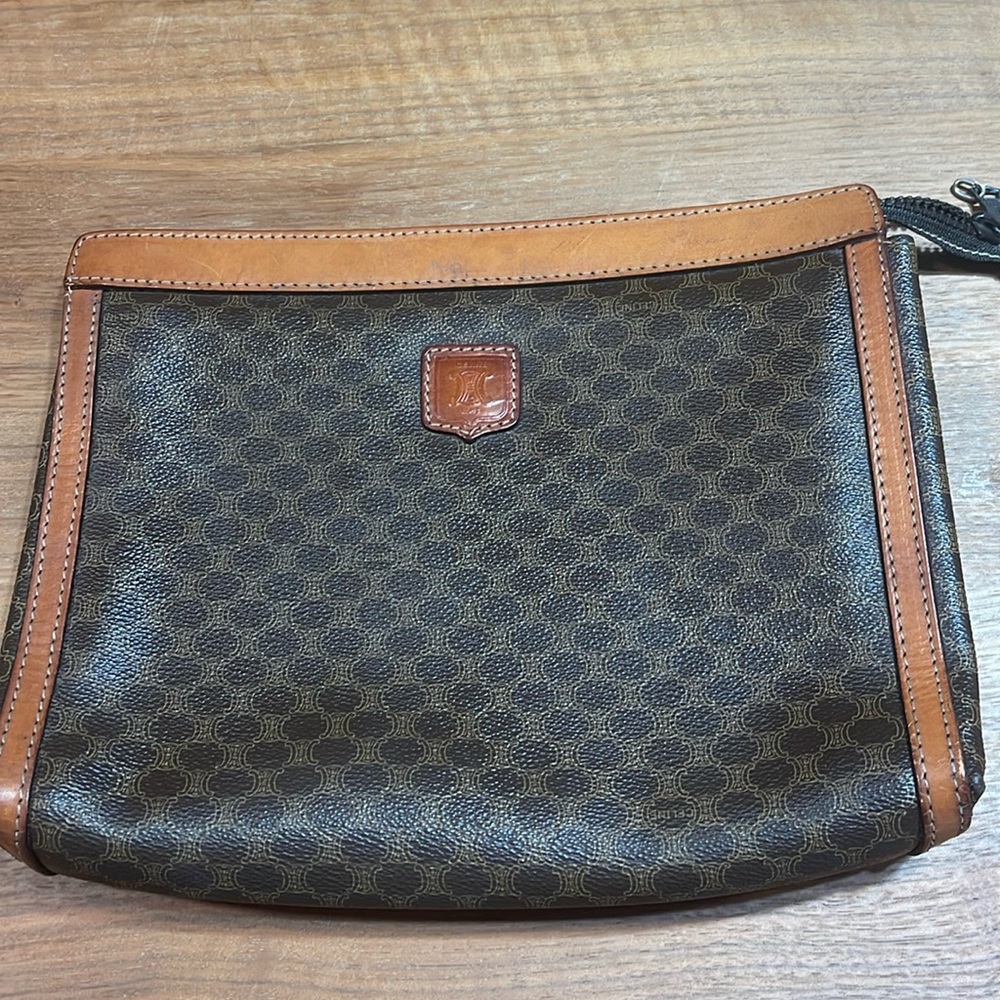 Celine Macadam canvas clutch bag